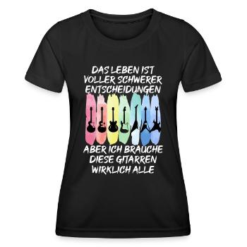 Leben des Gitarristen - schwere Entscheidungen - Frauen Funktions-T-Shirt - Schwarz - Vorne - AI Model Female 172 light (172cm)