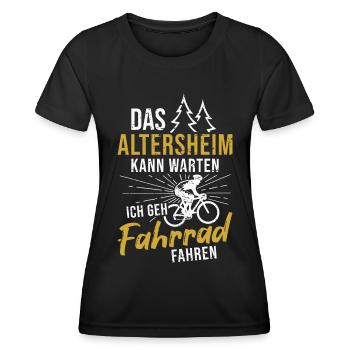Fahrrad Rentner Altersheim Radfahrer Opa Radsport - Frauen Funktions-T-Shirt - Schwarz - Vorne - AI Model Female 172 light (172cm)