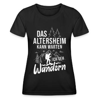 Bergsteiger Opa Wanderer Rentner Bergwandern Alpen - Frauen Funktions-T-Shirt - Schwarz - Vorne - AI Model Female 172 light (172cm)