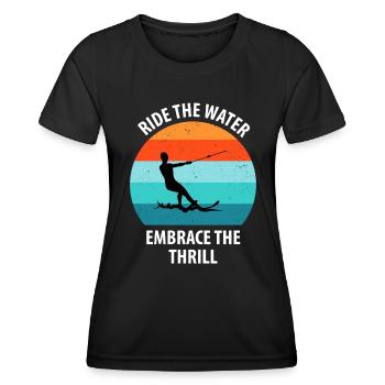 Ski nautique, ski nautique, skieurs nautiques - T-shirt sport Femme - noir - Devant - AI Model Female 172 light (172cm)