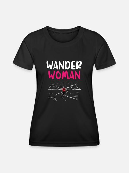 Wander Woman Alpenherz Berge Gebirge Wandern Herz - Frauen Funktions-T-Shirt - Schwarz