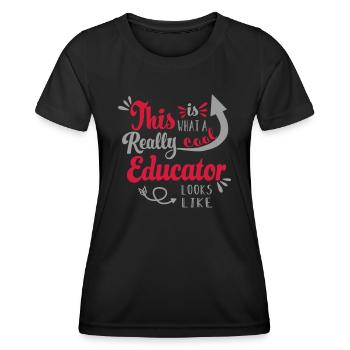 Lehrer Lehrerin Lehrkraft Teacher Educator Spruch - Frauen Funktions-T-Shirt - Schwarz - Vorne - AI Model Female 172 light (172cm)