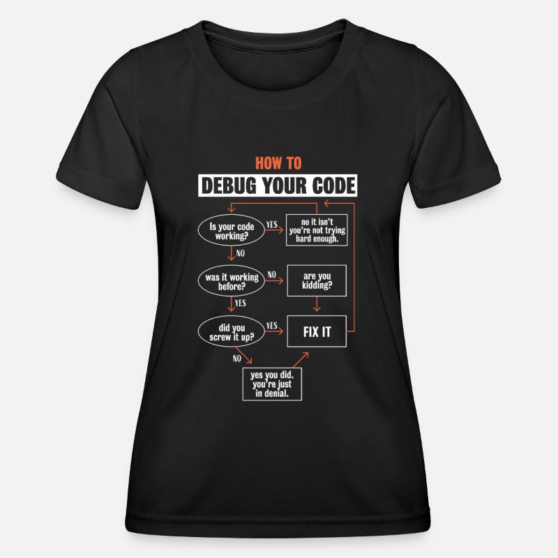 "How to debug your code" Funny Programmer Coding - Women's Functional T-Shirt - black