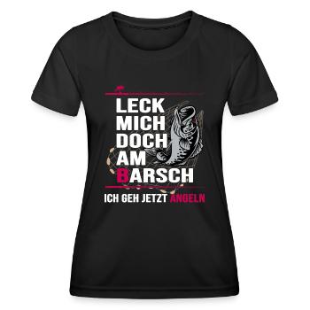 Angler angelt Barsch Angelhaken Angelschein - Frauen Funktions-T-Shirt - Schwarz - Vorne - AI Model Female 172 light (172cm)