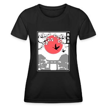 Japanisch Japan Art Style Japanische Sonne Kunst - Frauen Funktions-T-Shirt - Schwarz - Vorne - AI Model Female 172 light (172cm)
