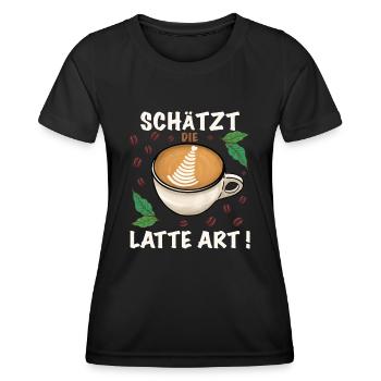 Kaffee Schätzt die Latte art - Frauen Funktions-T-Shirt - Schwarz - Vorne - AI Model Female 172 light (172cm)