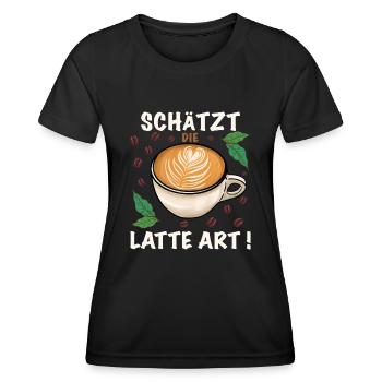 Kaffee Schätzt die Latte art - Frauen Funktions-T-Shirt - Schwarz - Vorne - AI Model Female 172 light (172cm)