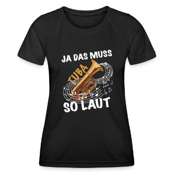 Tuba spielen laut - Frauen Funktions-T-Shirt - Schwarz - Vorne - AI Model Female 172 light (172cm)