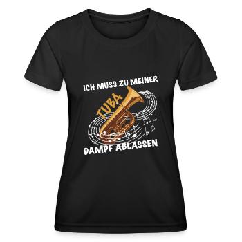 Ich muss zu meiner Tuba Dampf ablassen - Frauen Funktions-T-Shirt - Schwarz - Vorne - AI Model Female 172 light (172cm)