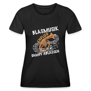 Blasmusiker Tenor spielen dampf ablassen - Frauen Funktions-T-Shirt - Schwarz - Vorne - AI Model Female 172 light (172cm)