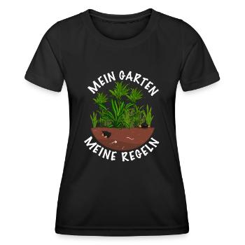 Mein Garten meine Regeln - Frauen Funktions-T-Shirt - Schwarz - Vorne - AI Model Female 172 light (172cm)