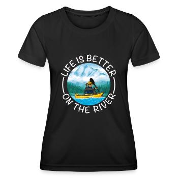 Life is better on the river kayak - Women's Functional T-Shirt - black - Front - AI Model Female 172 light (172cm)