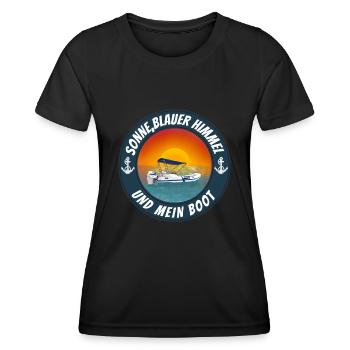 Sonne blauer Himmel und mein Boot - Frauen Funktions-T-Shirt - Schwarz - Vorne - AI Model Female 172 light (172cm)