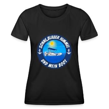 Sonne blauer Himmel und mein Boot - Frauen Funktions-T-Shirt - Schwarz - Vorne - AI Model Female 172 light (172cm)