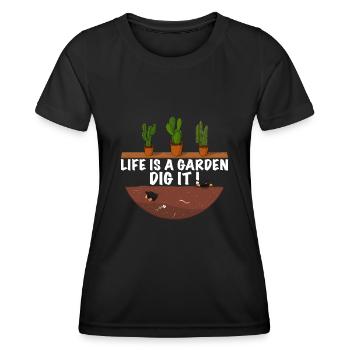 Funny gardener saying - Women's Functional T-Shirt - black - Front - AI Model Female 172 light (172cm)