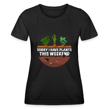 Lustiger Gärtner Spruch Sorry i have Plants - Frauen Funktions-T-Shirt - Schwarz - Vorne - AI Model Female 172 light (172cm)