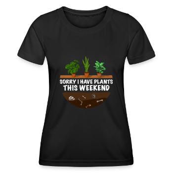 Lustiger Gärtner Spruch Sorry i have Plants - Frauen Funktions-T-Shirt - Schwarz - Vorne - AI Model Female 172 light (172cm)