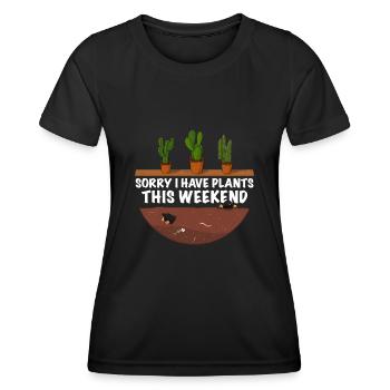 Lustiger Gärtner Spruch Sorry i have Plants - Frauen Funktions-T-Shirt - Schwarz - Vorne - AI Model Female 172 light (172cm)