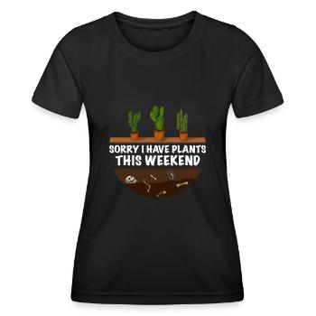 Lustiger Gärtner Spruch Sorry i have Plants - Frauen Funktions-T-Shirt - Schwarz - Vorne - AI Model Female 172 light (172cm)