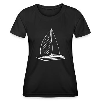 Sportliches Segelboot mit Segeln - Frauen Funktions-T-Shirt - Schwarz - Vorne - AI Model Female 172 light (172cm)