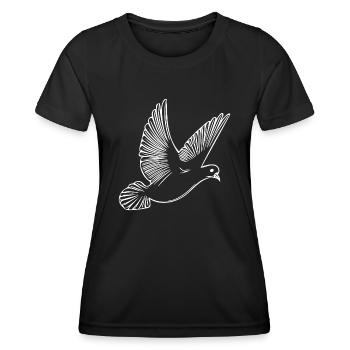 Fliegende Taube auf breiten Schwingen - Frauen Funktions-T-Shirt - Schwarz - Vorne - AI Model Female 172 light (172cm)