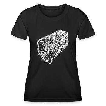 Ventilateur de cylindrée du bloc moteur automatique - T-shirt sport Femme - noir - Devant - AI Model Female 172 light (172cm)