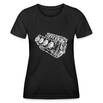 Bloc moteur Cylindre Cylindre Voiture Ventilateur de déplacement - T-shirt sport Femme - noir - Devant - AI Model Female 172 light (172cm)