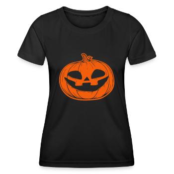 Kürbis Gesicht - grinsendes Halloweenkostüm - Frauen Funktions-T-Shirt - Schwarz - Vorne - AI Model Female 172 light (172cm)