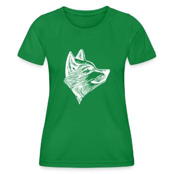Elegant Vintage Wolf Portrait - Women's Functional T-Shirt - kelly green - Front - AI Model Female 172 dark (172cm)
