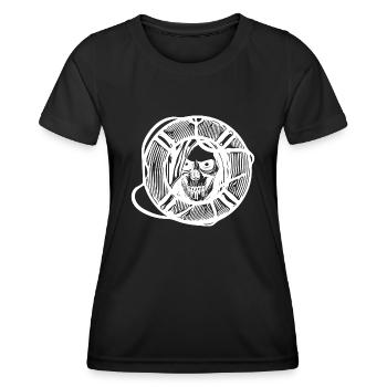Rettungsring mit Totenkopf Bademeister Gesicht - Frauen Funktions-T-Shirt - Schwarz - Vorne - AI Model Female 172 light (172cm)