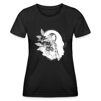 Astronaut in Unendlichkeit mit Blumen - Frauen Funktions-T-Shirt - Schwarz - Vorne - AI Model Female 172 light (172cm)