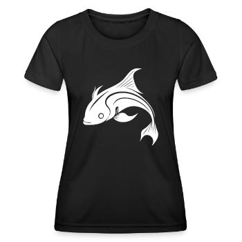 Koi Carp - Poisson de carpe doux et élégant - T-shirt sport Femme - noir - Devant - AI Model Female 172 light (172cm)