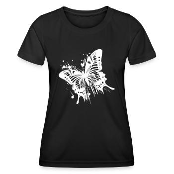 Eleganter Vintage Tinte Schmetterling - Frauen Funktions-T-Shirt - Schwarz - Vorne - AI Model Female 172 light (172cm)