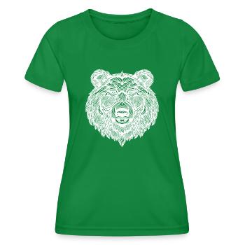Cute shaggy bear's head - Women's Functional T-Shirt - kelly green - Front - AI Model Female 172 dark (172cm)