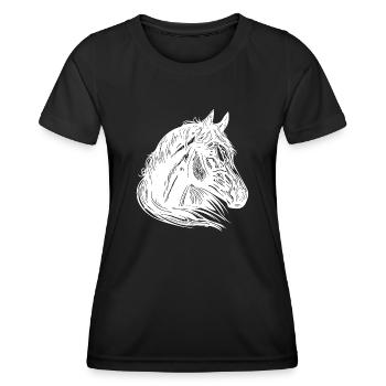 Juments Chevaux Portrait avec une crinière d’une beauté fantastique - T-shirt sport Femme - noir - Devant - AI Model Female 172 light (172cm)