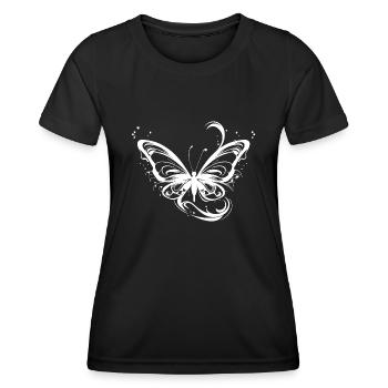 Pretty Tattoo Lines Style Butterfly - T-shirt sport Femme - noir - Devant - AI Model Female 172 light (172cm)