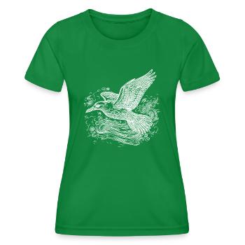 Elegant flying seagull over the water - Women's Functional T-Shirt - kelly green - Front - AI Model Female 172 dark (172cm)