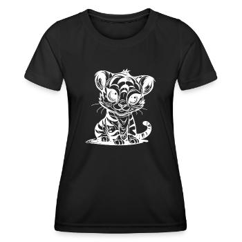 Cute little kids tiger with striped pattern - Women's Functional T-Shirt - black - Front - AI Model Female 172 light (172cm)