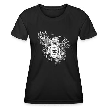 Fleissige Honigbiene auf einer Blumen Blüte - Frauen Funktions-T-Shirt - Schwarz - Vorne - AI Model Female 172 light (172cm)