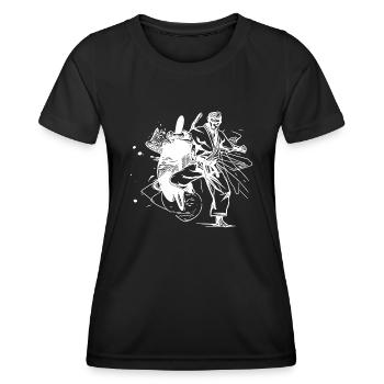 Kampf Style Schattenboxen Karate Kämpfer Tattoo - Frauen Funktions-T-Shirt - Schwarz - Vorne - AI Model Female 172 light (172cm)