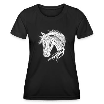Bel étalon avec une élégante crinière ondulante - T-shirt sport Femme - noir - Devant - AI Model Female 172 light (172cm)
