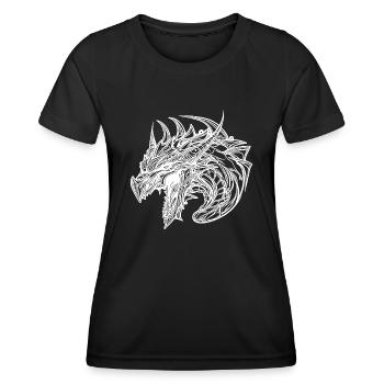 Dragon sifflant en robe à écailles de tatouage - T-shirt sport Femme - noir - Devant - AI Model Female 172 light (172cm)