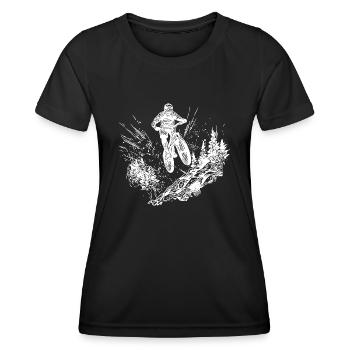 Vététistes à vélo en haut de la montagne - T-shirt sport Femme - noir - Devant - AI Model Female 172 light (172cm)