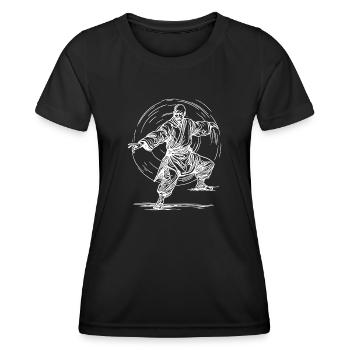 Tattoo Style Karate Kampfsport Meister Pose - Frauen Funktions-T-Shirt - Schwarz - Vorne - AI Model Female 172 light (172cm)