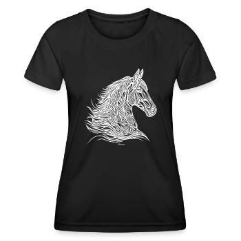 Etalon élégant avec une belle crinière de tatouage - T-shirt sport Femme - noir - Devant - AI Model Female 172 light (172cm)