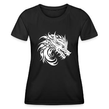 Sifflement Style Tatouage Dragon Tête - T-shirt sport Femme - noir - Devant - AI Model Female 172 light (172cm)