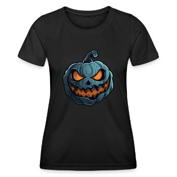 Grinsendes Kürbis Gesicht - Kürbis Halloween - Frauen Funktions-T-Shirt - Schwarz - Vorne - AI Model Female 172 light (172cm)