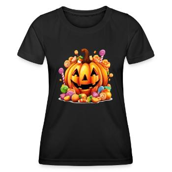 Lustiger Halloween süsser Kürbis Zucker Zauber - Frauen Funktions-T-Shirt - Schwarz - Vorne - AI Model Female 172 light (172cm)