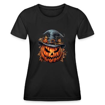 Halloween Wild Spell Hat Citrouille effrayante - T-shirt sport Femme - noir - Devant - AI Model Female 172 light (172cm)