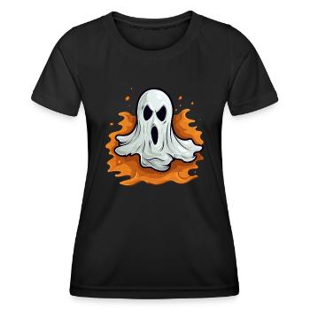 Unheimlicher Geist mit gruseligem Gesicht - Frauen Funktions-T-Shirt - Schwarz - Vorne - AI Model Female 172 light (172cm)